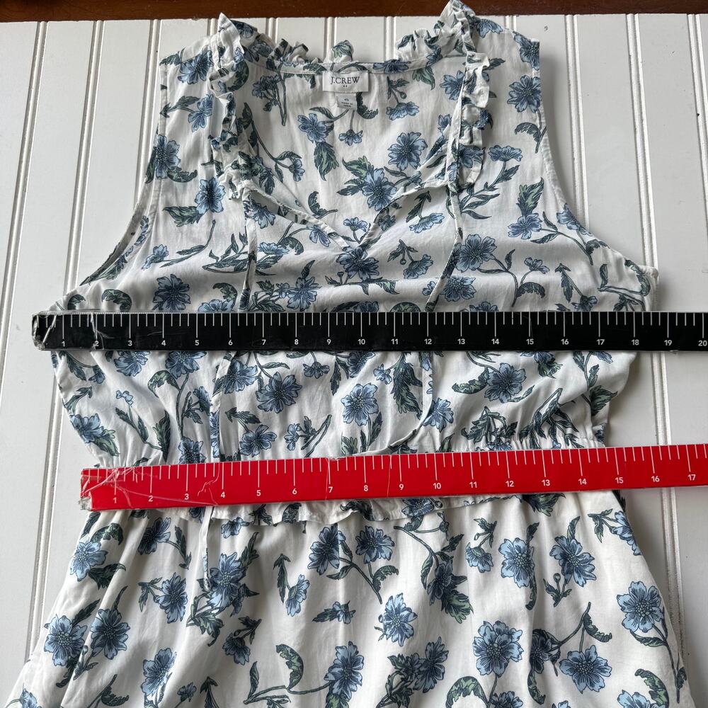 J. Crew printed Cotton tie-front midi dress white and blue floral pattern Size 6 - Picture 11 of 13